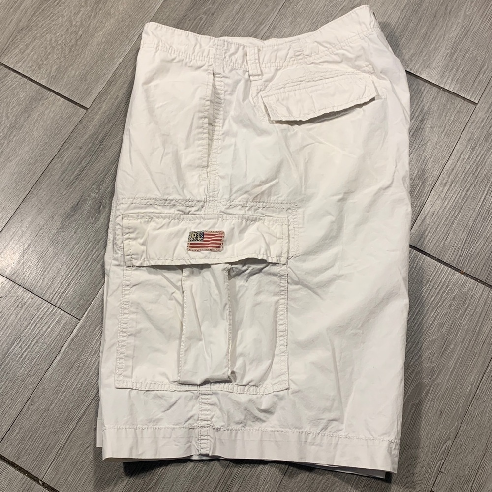 Polo Jeans Company by Ralph Lauren Y2K Off White 100% Cotton Cargo Shorts sz 38
